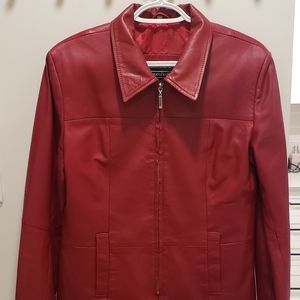 90s-00s style red leather jacket!